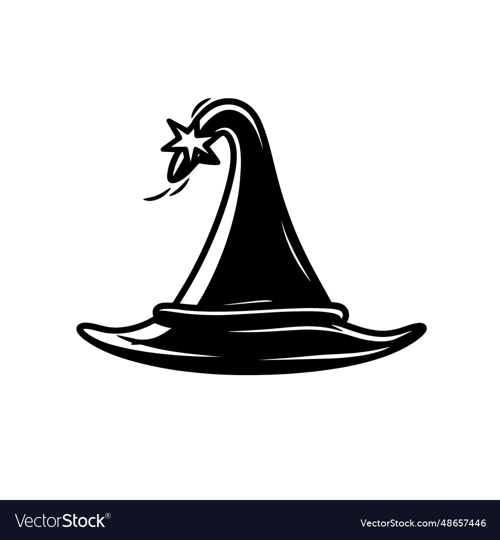 Hand-drawn witch hat doodle icon on white Vector Image