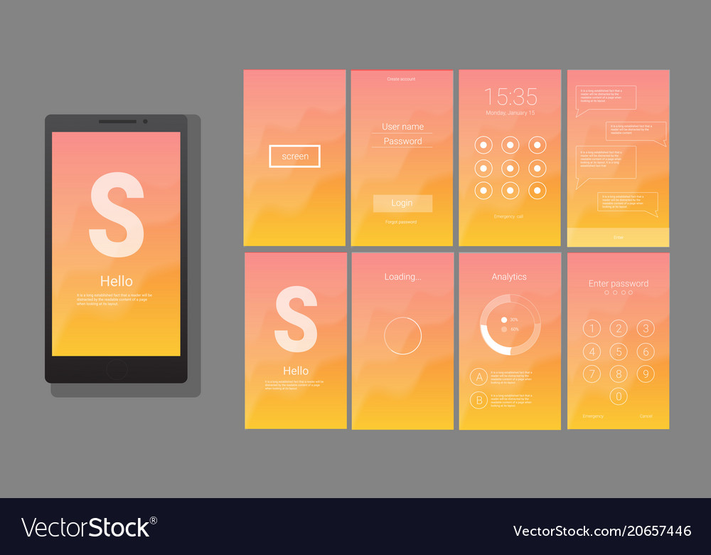 Modern ui gui screen design vector image Modern ui gui screen design