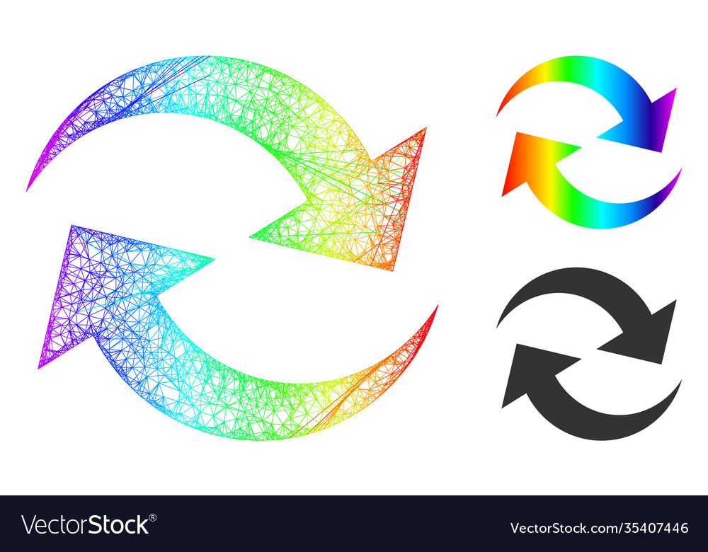 Rainbow net mesh gradient refresh arrows icon vector image Rainbow net mesh gradient refresh arrows icon