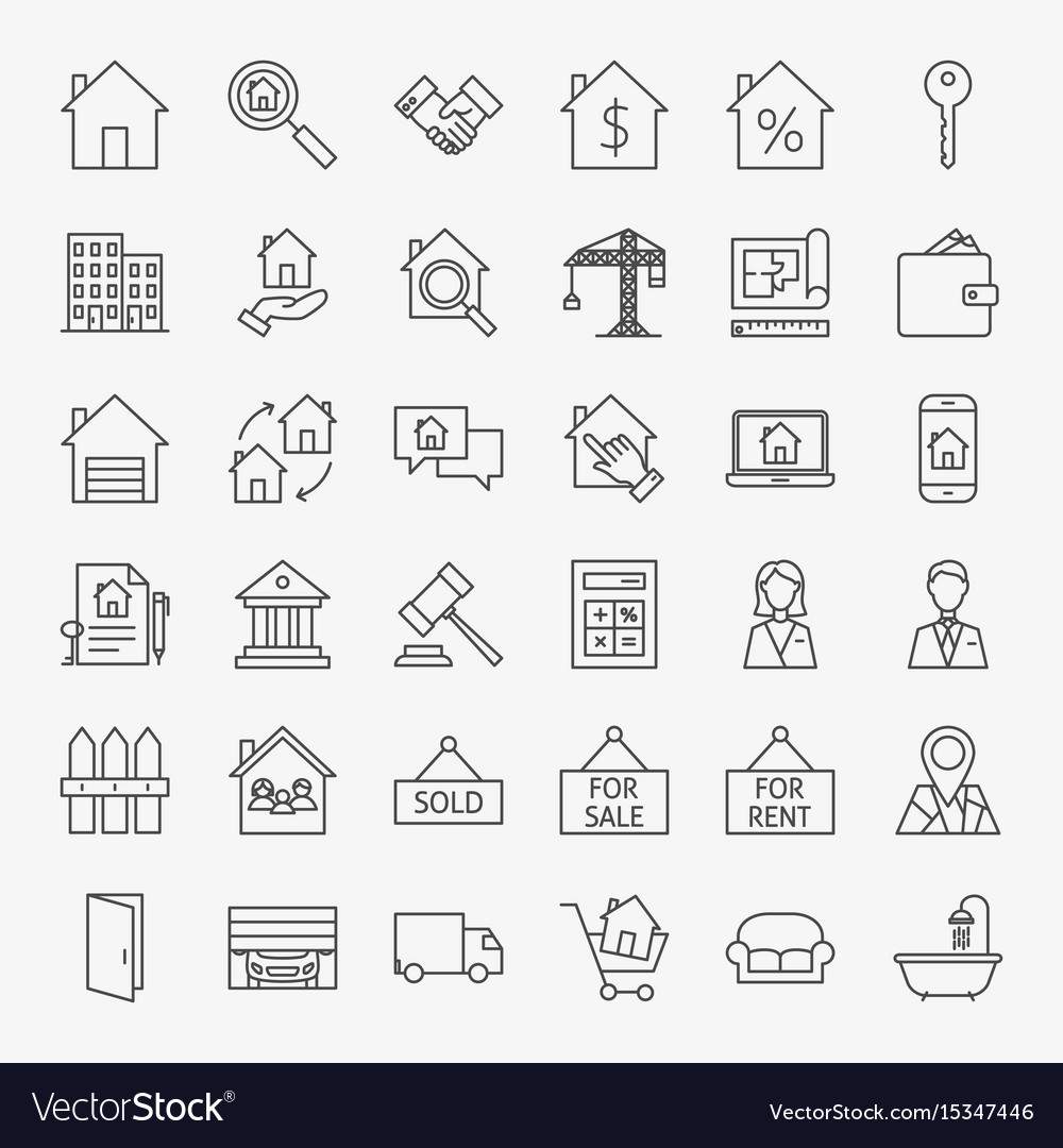 Real estate line icons set