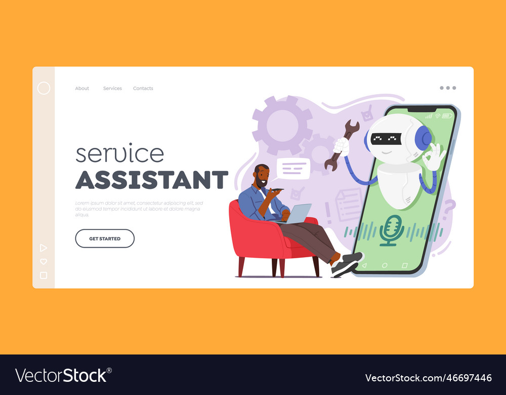 Service assistant landing page template male