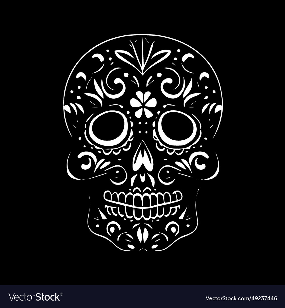 Sugar skull - black and white isolated icon