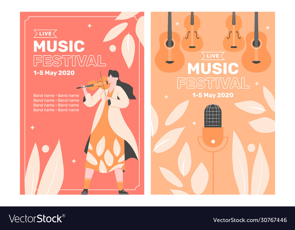 Zwei Postervorlagen für ein Musikfestival vector image Zwei Postervorlagen für ein Musikfestival