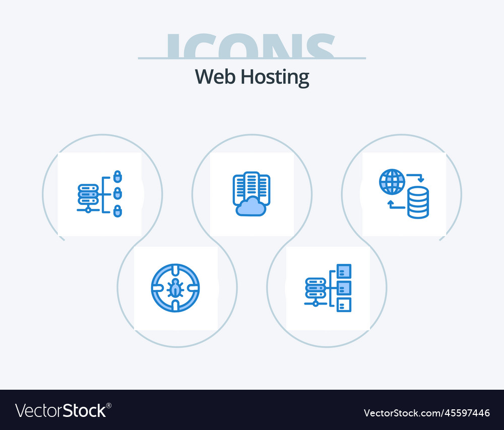 Web hosting blue icon pack 5 design world