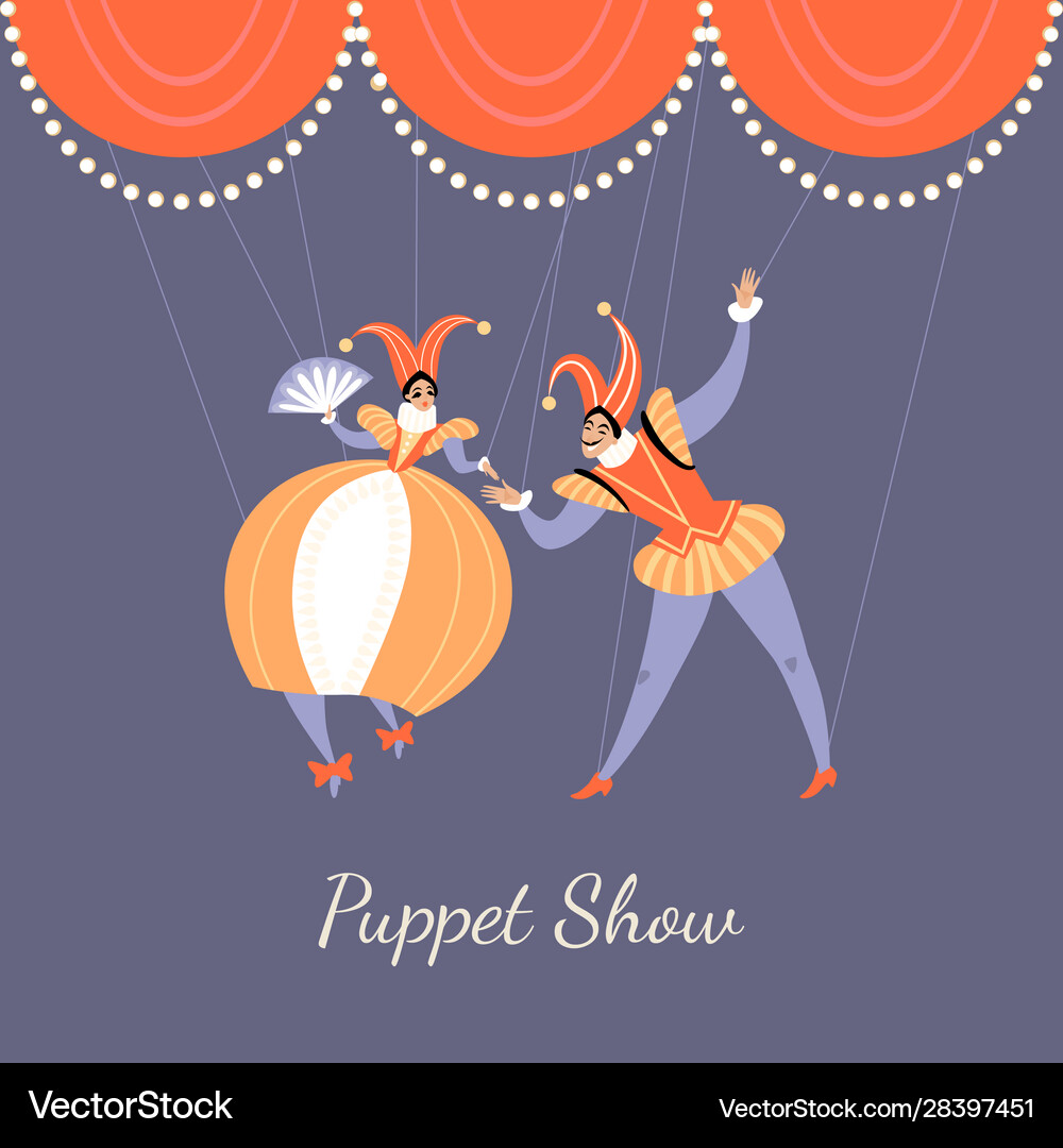 A performance in puppet show pair puppets Vector Image