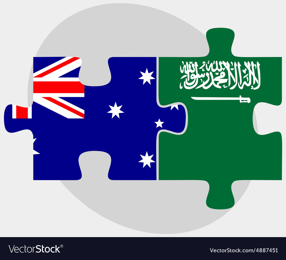 Australia and saudi arabia flags in puzzle