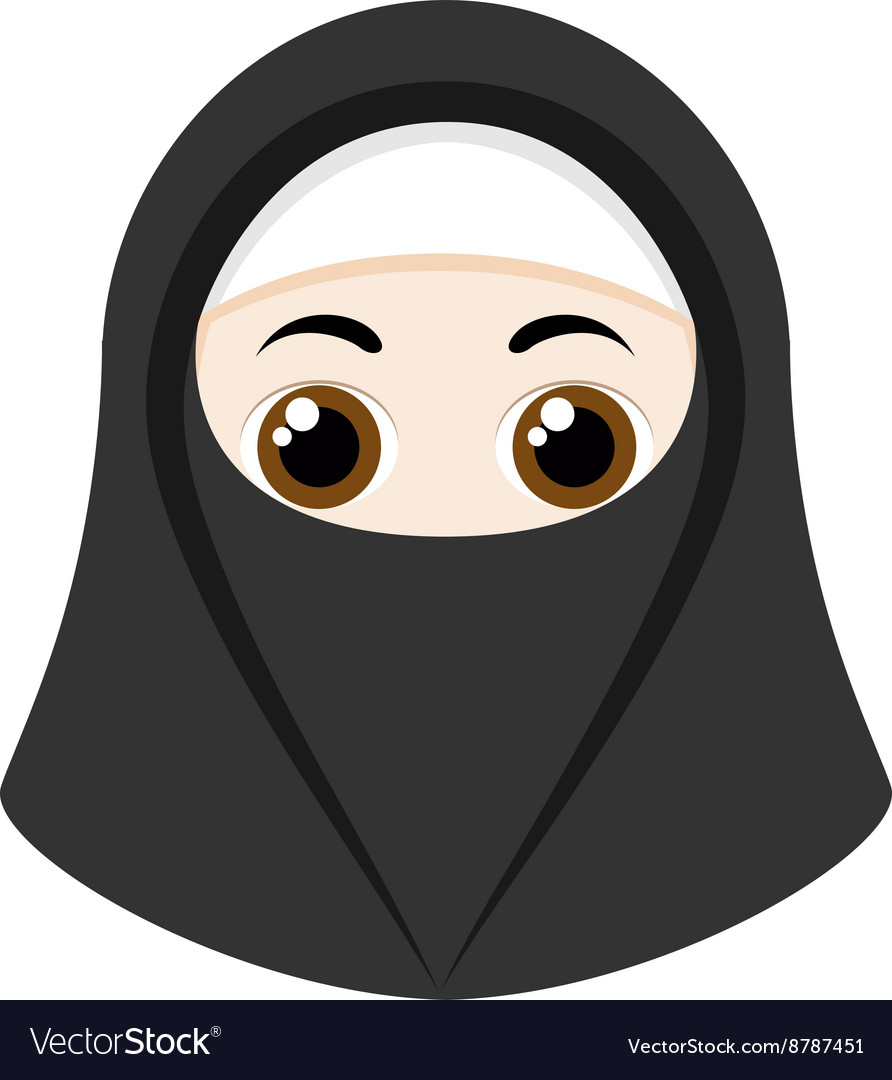 Cartoon girl with niqab Royalty Free Vector Image