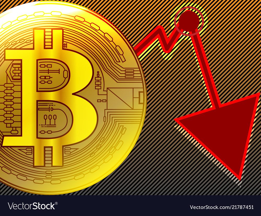 Golden bitcoin crash graph in cycles panic sell vector image Golden bitcoin crash graph in cycles panic sell
