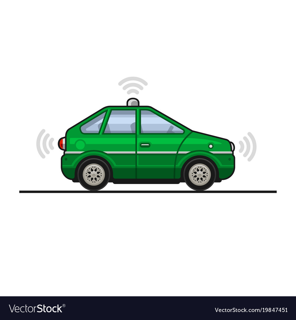 Green Smart Car Icon With Sensors And Radar Vector Image