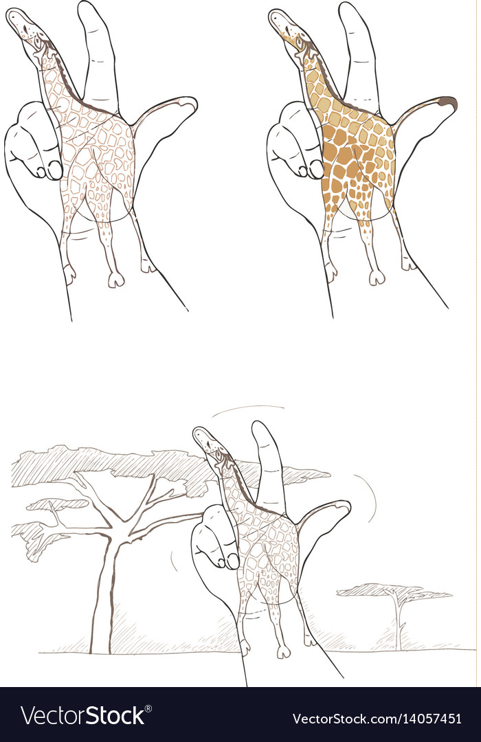 Как нарисовать жирафа из руки