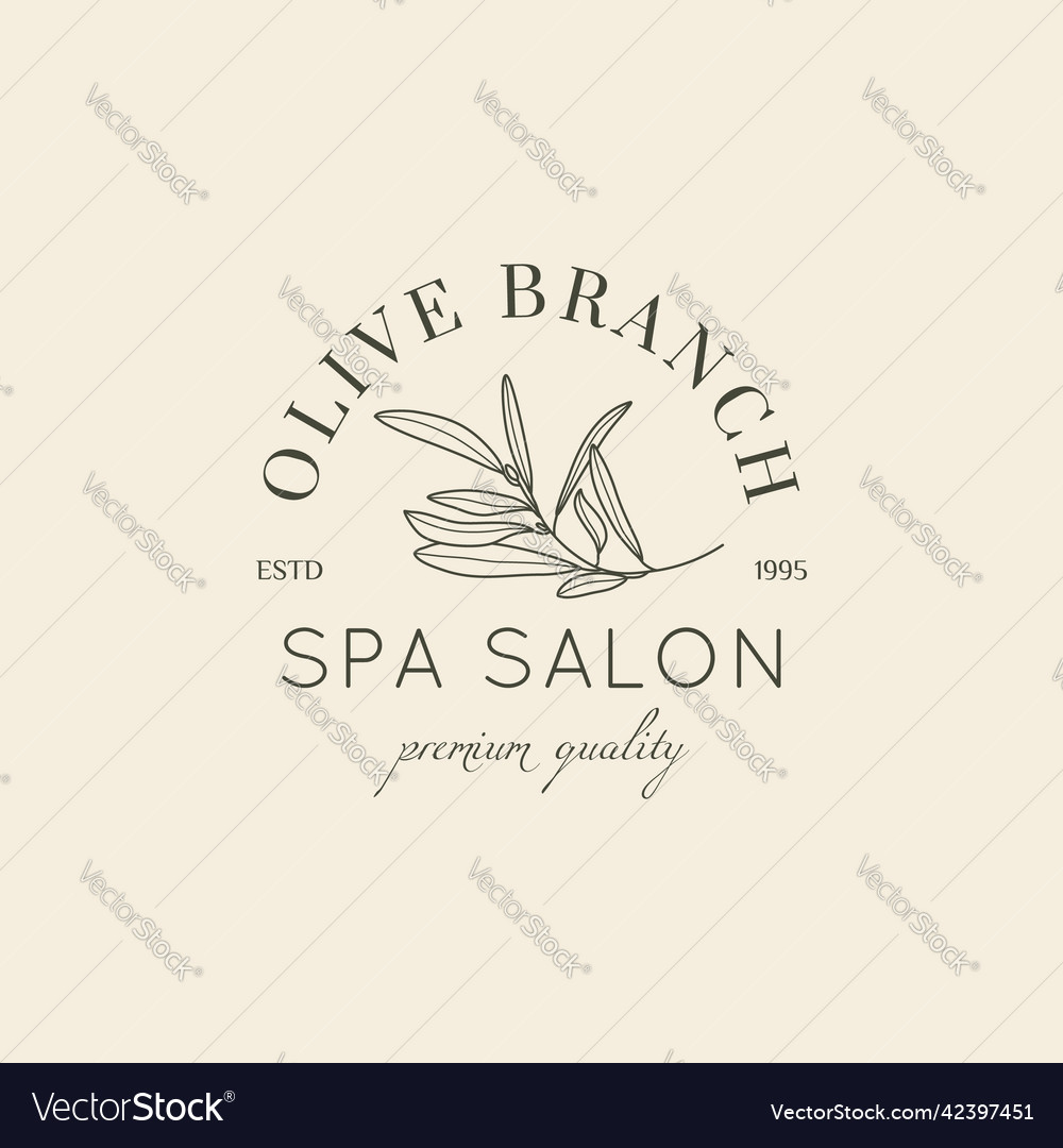 Olive branch with leaves logo design template vector image Olive branch with leaves logo design template