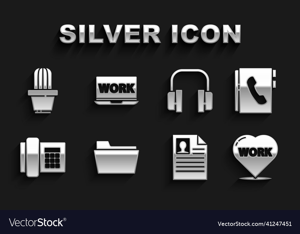 Set document folder address book heart with text vector image Set document folder address book heart with text