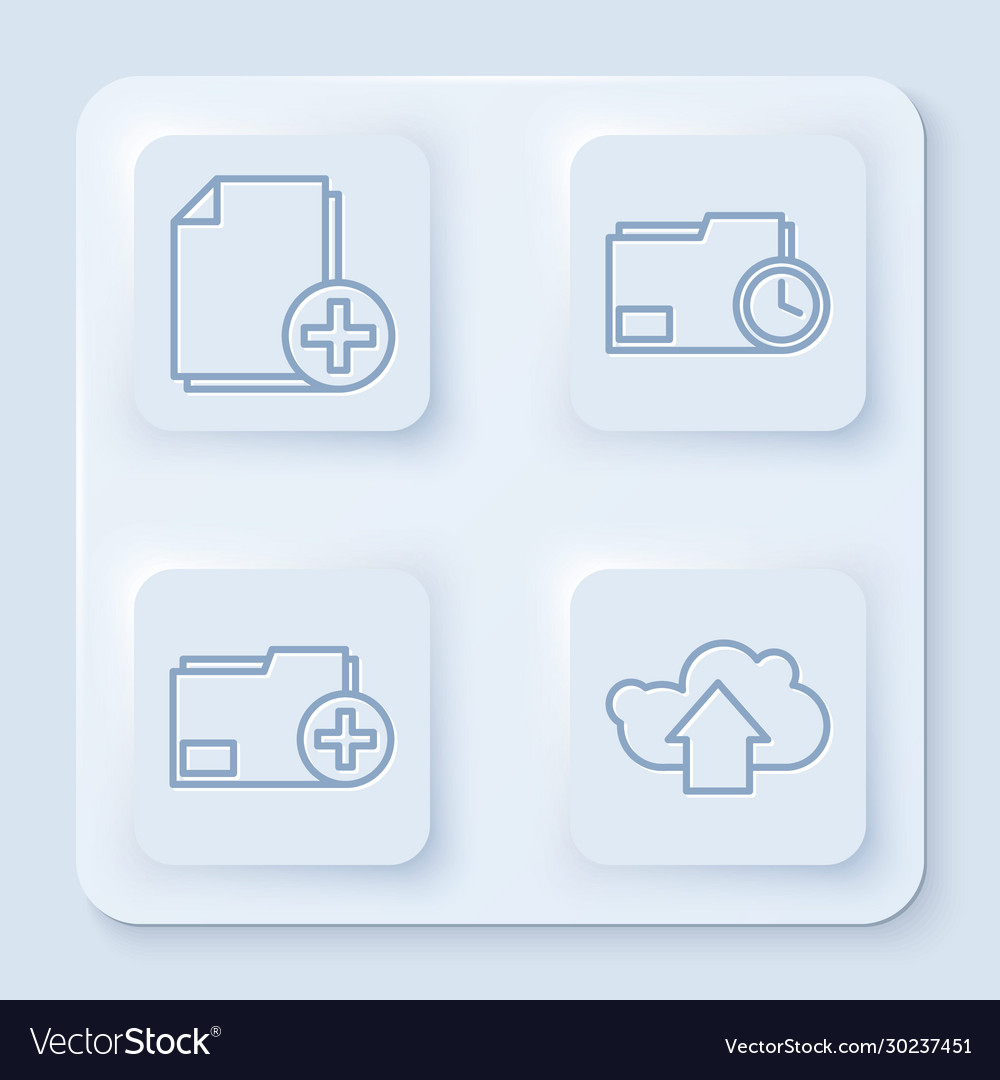 Set line add new file document folder with clock vector image Set line add new file document folder with clock