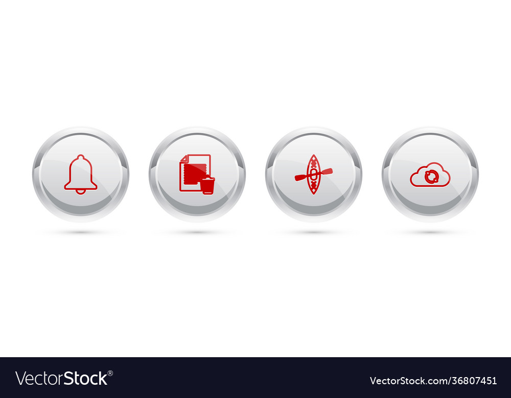 Set line ringing bell delete file document kayak vector image Set line ringing bell delete file document kayak