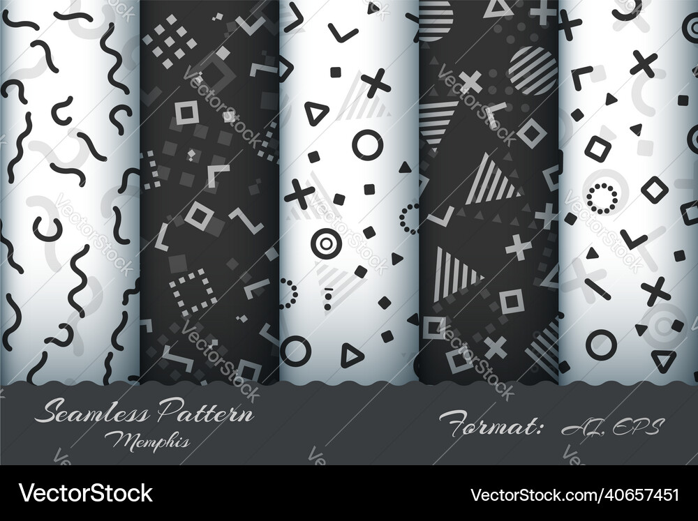 Set retro memphis seamless pattern Royalty Free Vector Image