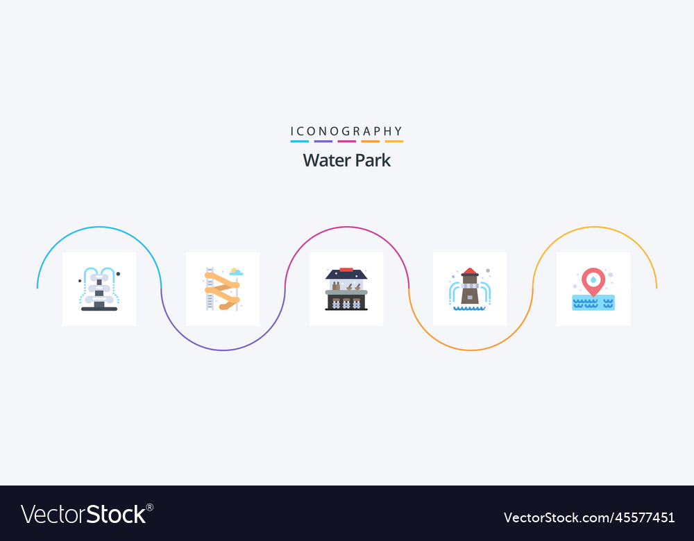 Water park flat 5 icon pack including park Vector Image