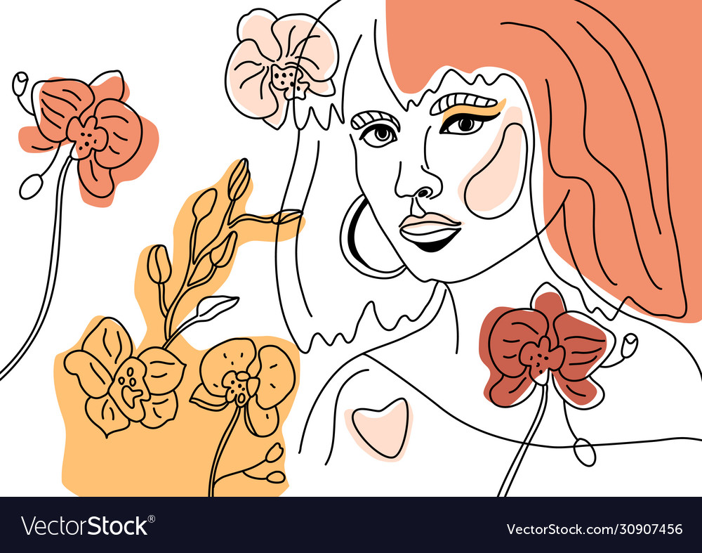 Abstract woman face minimal line style ol-line