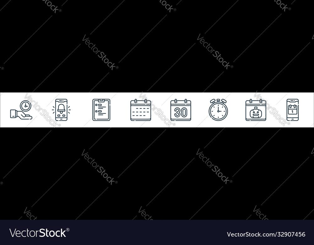 Calendar and date line icons linear set quality