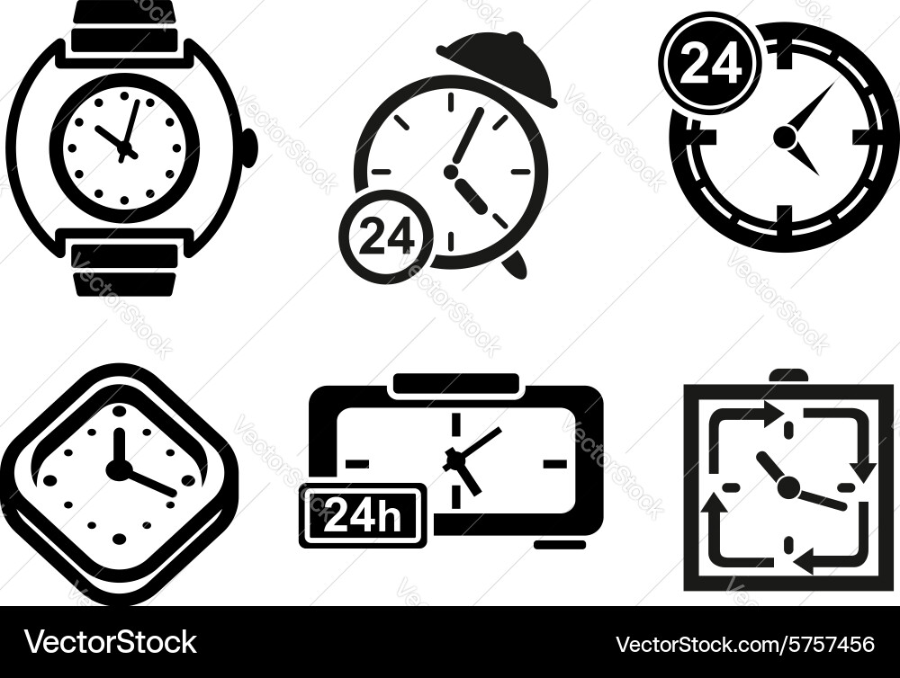 Clock and timer icons set Royalty Free Vector Image