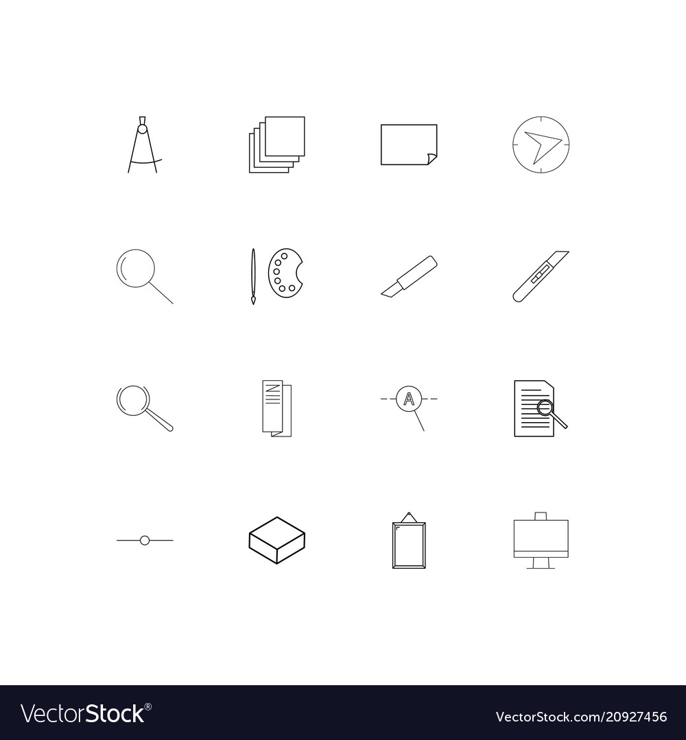 Creative process and design linear thin icons set