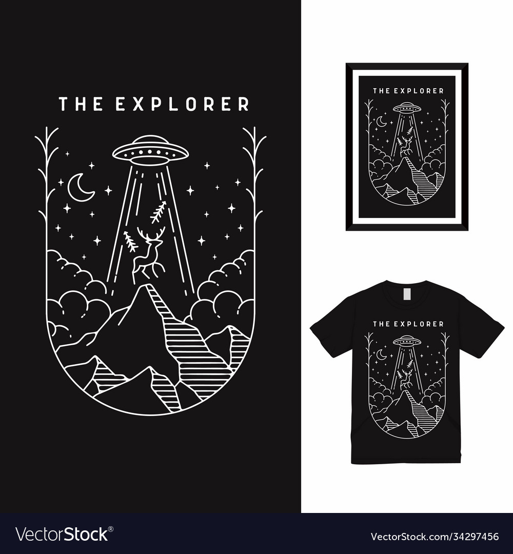 Explorer high line art t shirt design Royalty Free Vector
