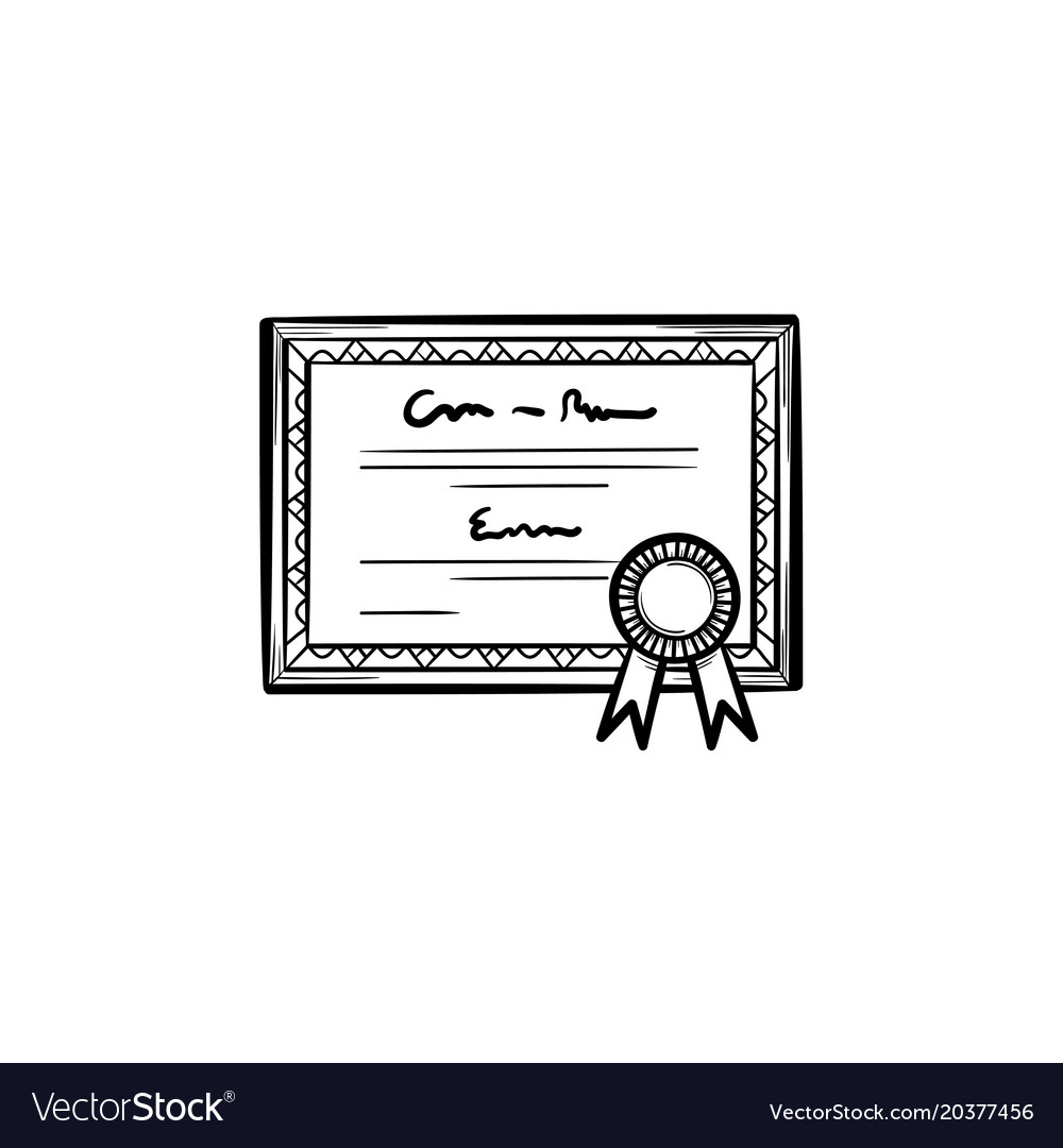 graduation certificate hand drawn sketch icon vector image graduation certificate
