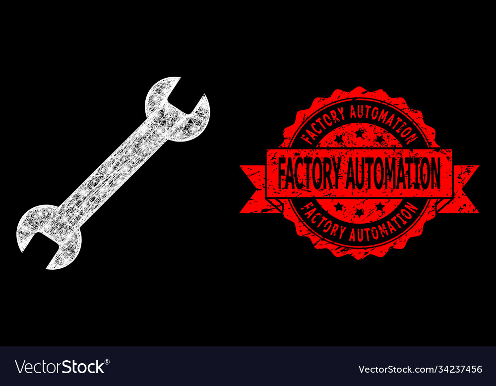 Grunge factory automation seal and bright web vector image Grunge factory automation seal and bright web