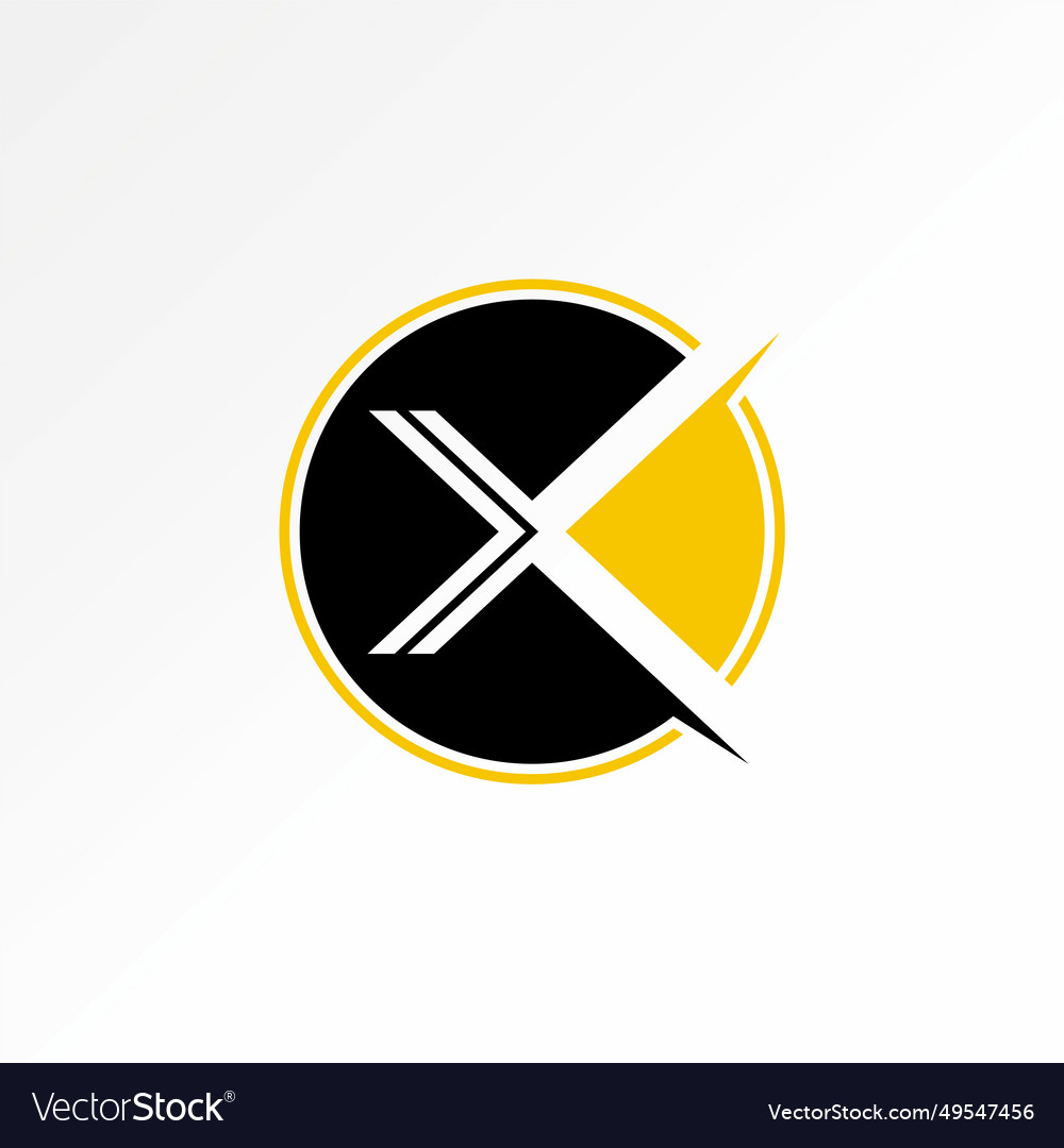 Initial letter x font flip lines circle block vector image Initial letter x font flip lines circle block