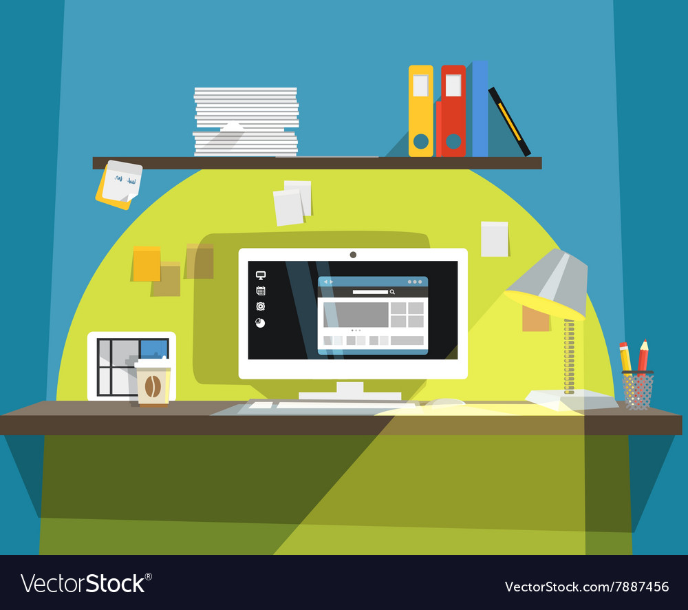 Interior of working place Royalty Free Vector Image