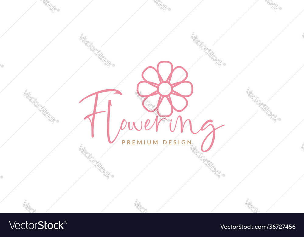 Lines feminine flower zinnia logo symbol icon