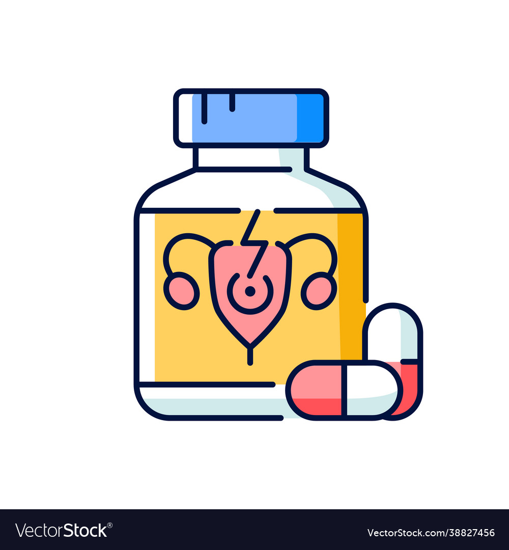 Pills for period cramps rgb color icon