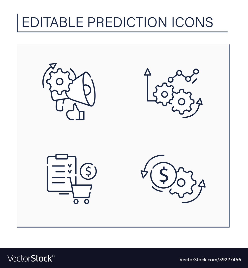 Predictive analytics line icons set vector image Predictive analytics line icons set
