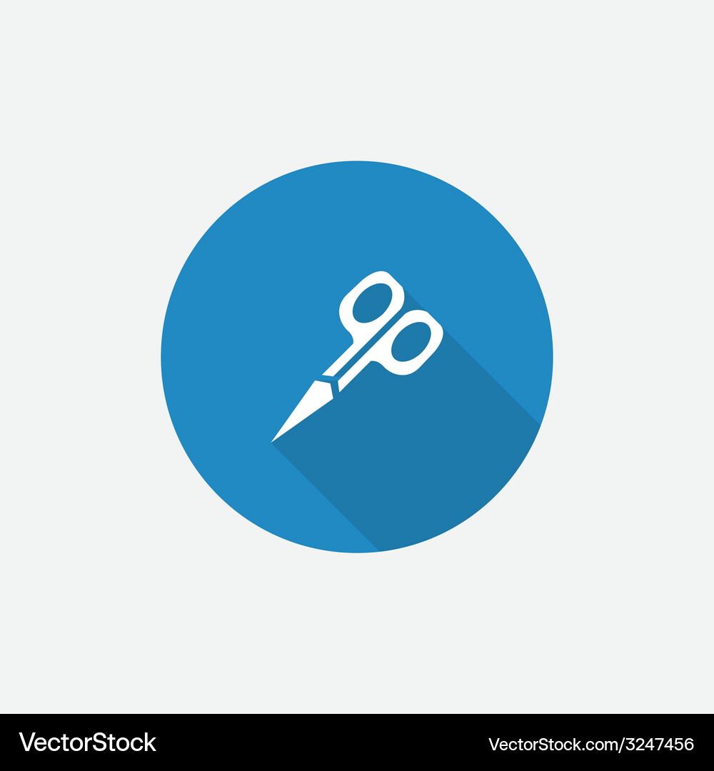 Scissors flat blue simple icon with long shadow Vector Image