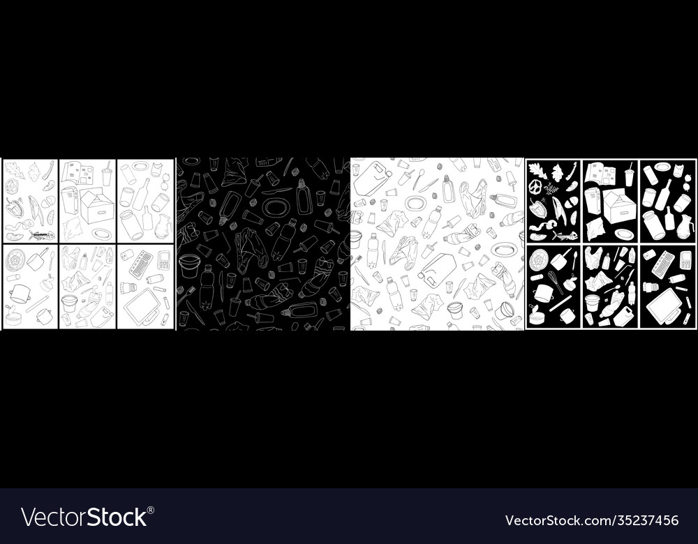 Nahtloses Muster mit verschiedenen Arten Müll vector image Nahtloses Muster mit verschiedenen Arten Müll