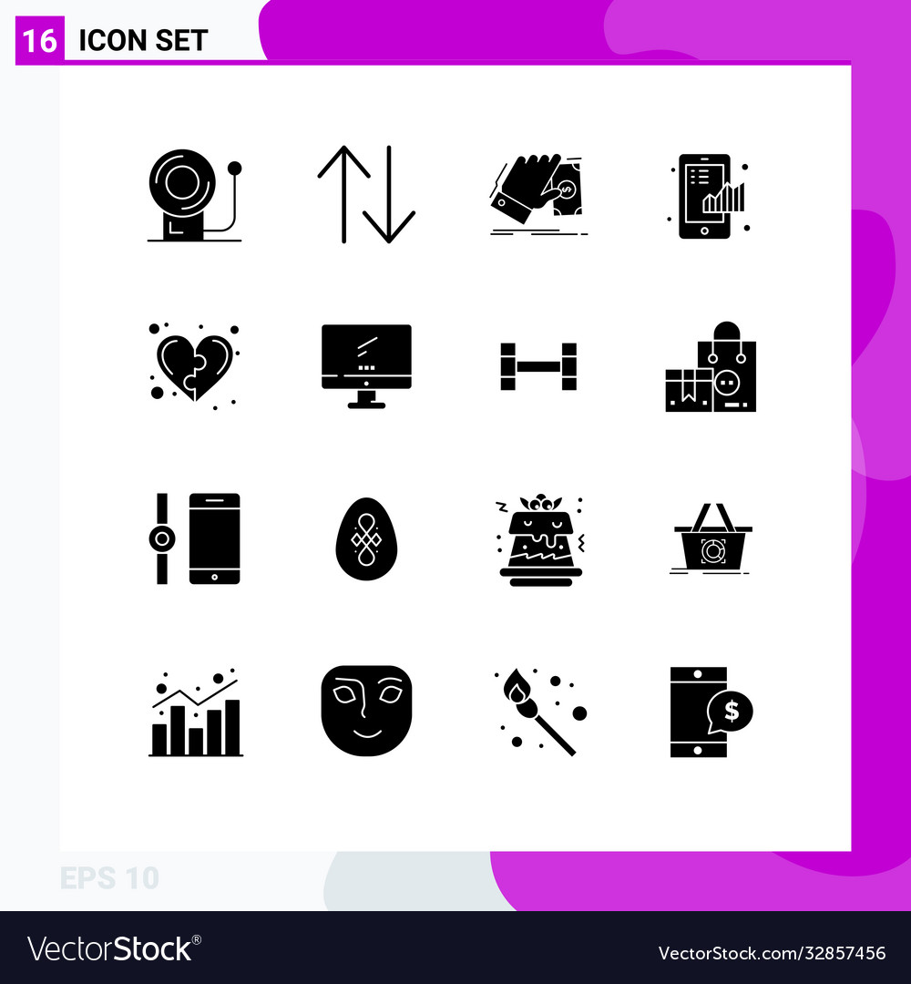 Set 16 solid glyphs on grid for game
