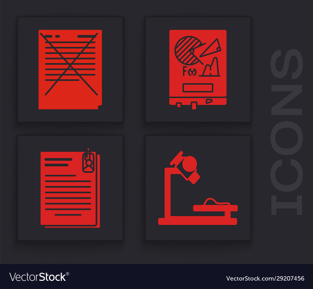 Set microscope exam paper with incorrect answers vector image Set microscope exam paper with incorrect answers
