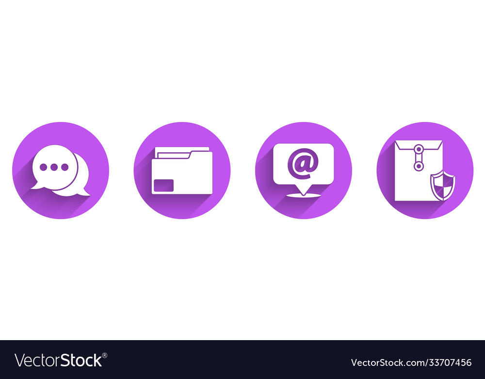 Set speech bubble chat document folder mail vector image Set speech bubble chat document folder mail