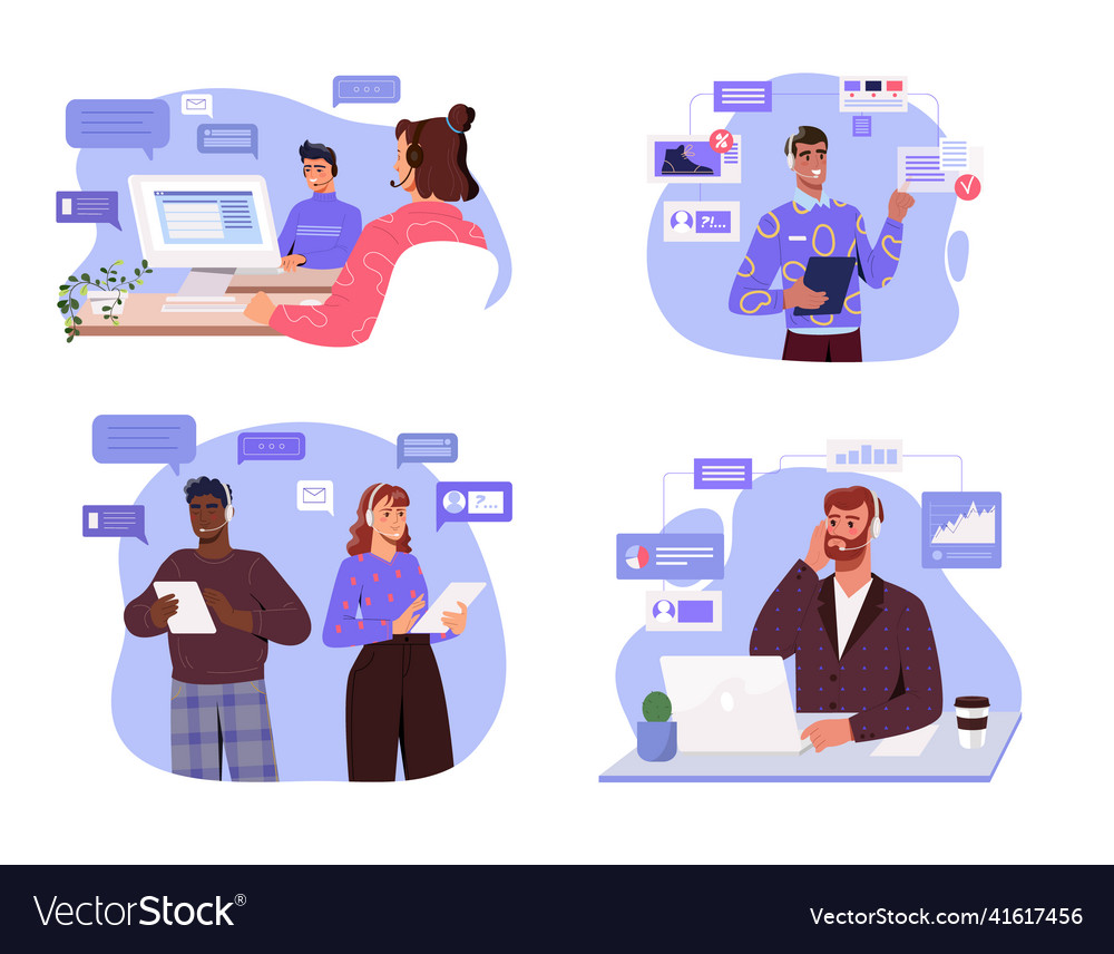 Support service operators abstract concept vector image Support service operators abstract concept