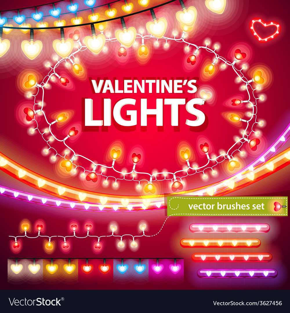 Valentines Lights Decorations Set Royalty Free Vector Image