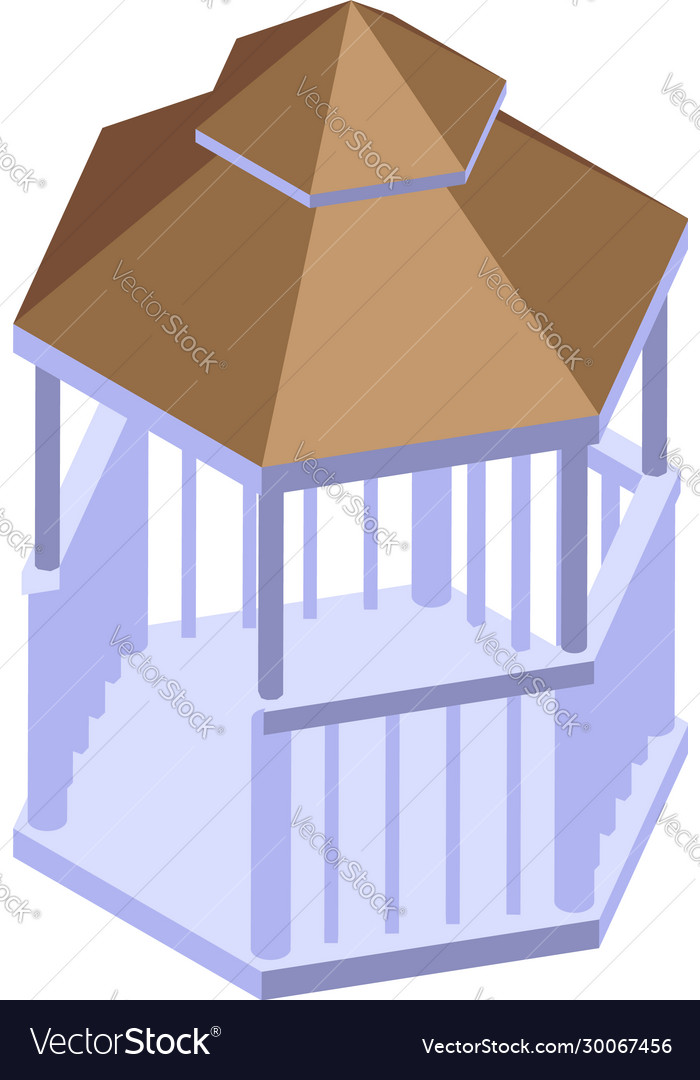 White Wood Gazebo Icon Isometric Style Royalty Free Vector