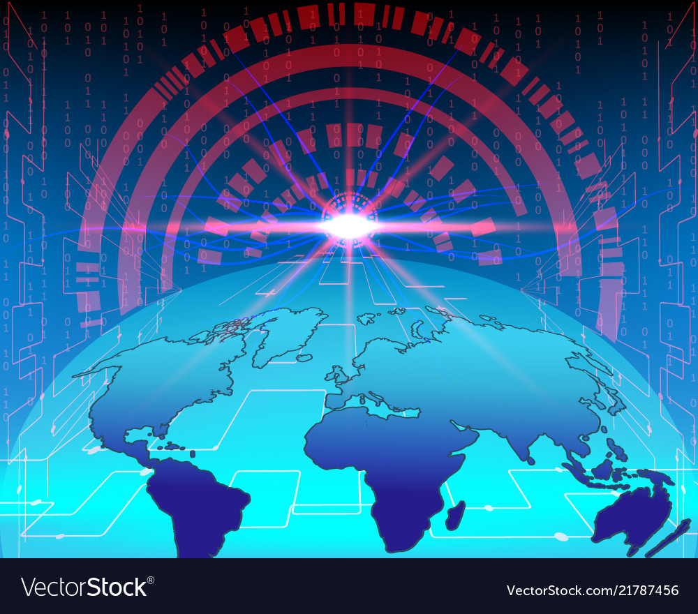World map cyber line attack by hacker concept vector image World map cyber line attack by hacker concept