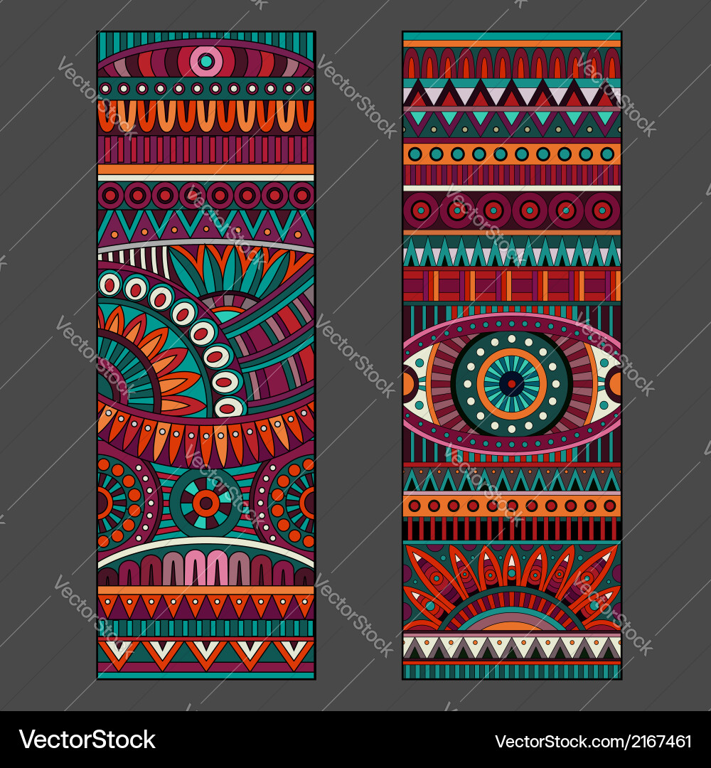 Abstract ethnic pattern cards set Royalty Free Vector Image