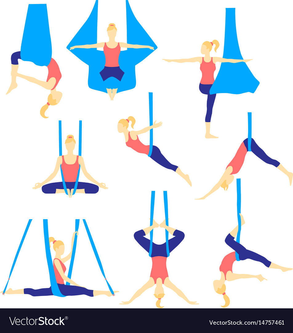 Aero yoga flat icons Royalty Free Vector Image