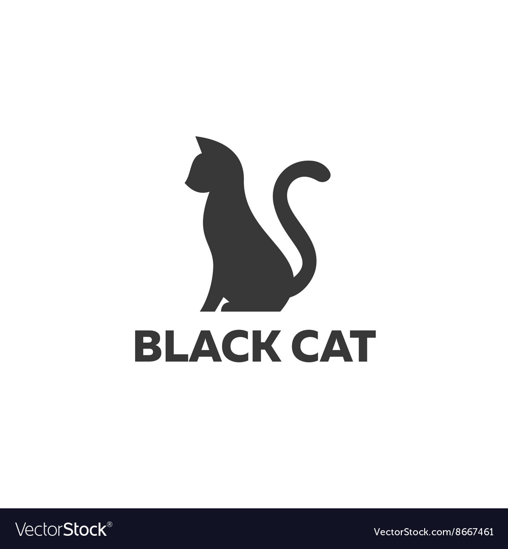 Illustrations Of Black Cat Action Logo On White Background