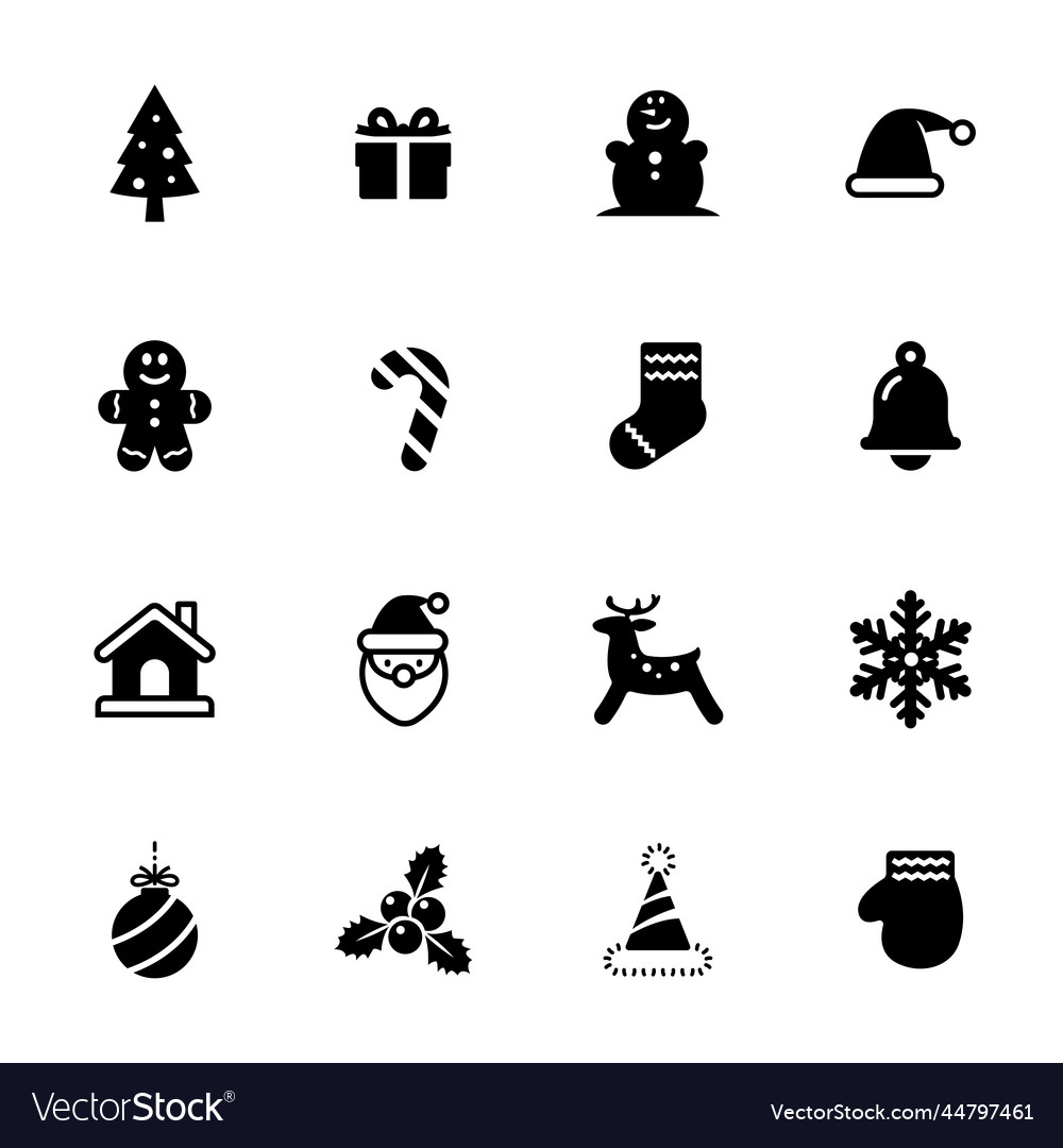 Christmas festive icon set