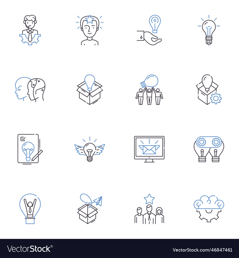 Conception initiation line icons collection vector image Conception initiation line icons collection