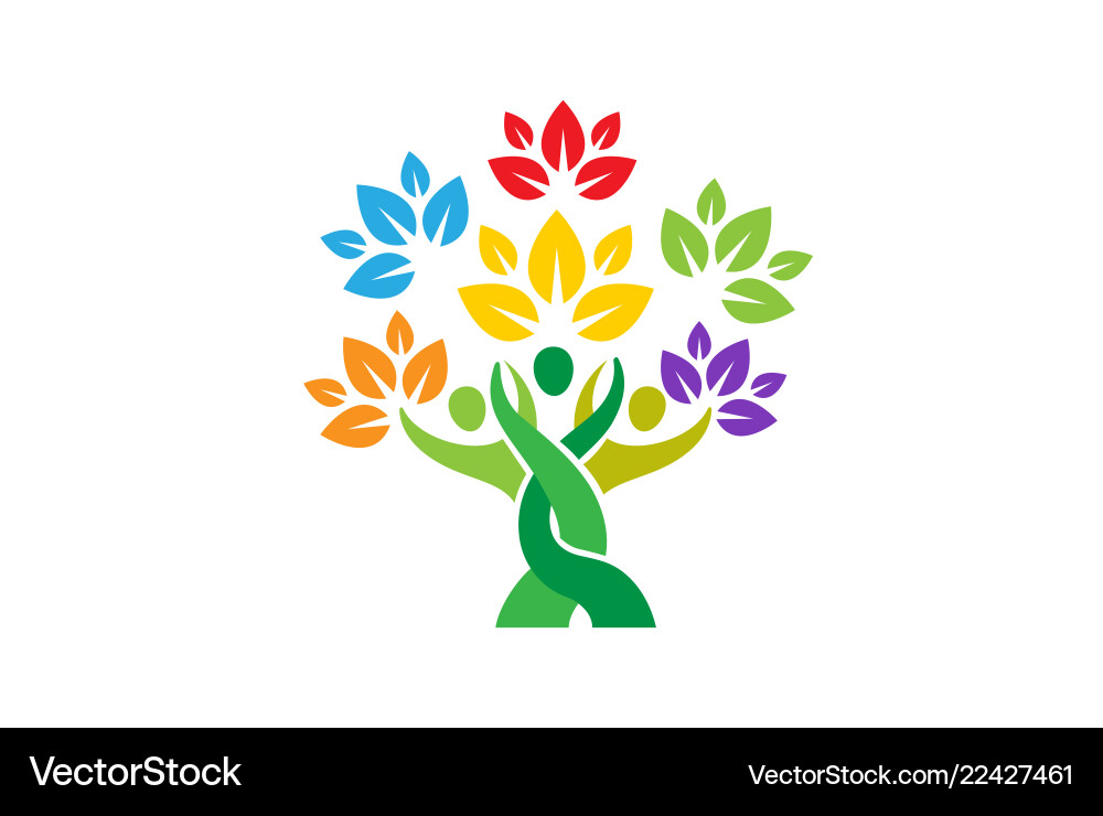 Creative people tree logo Royalty Free Vector Image