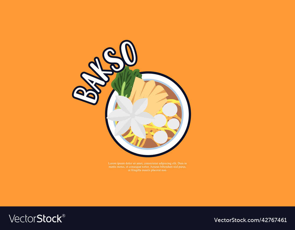 Delicious bakso in a bowl logo traditional food