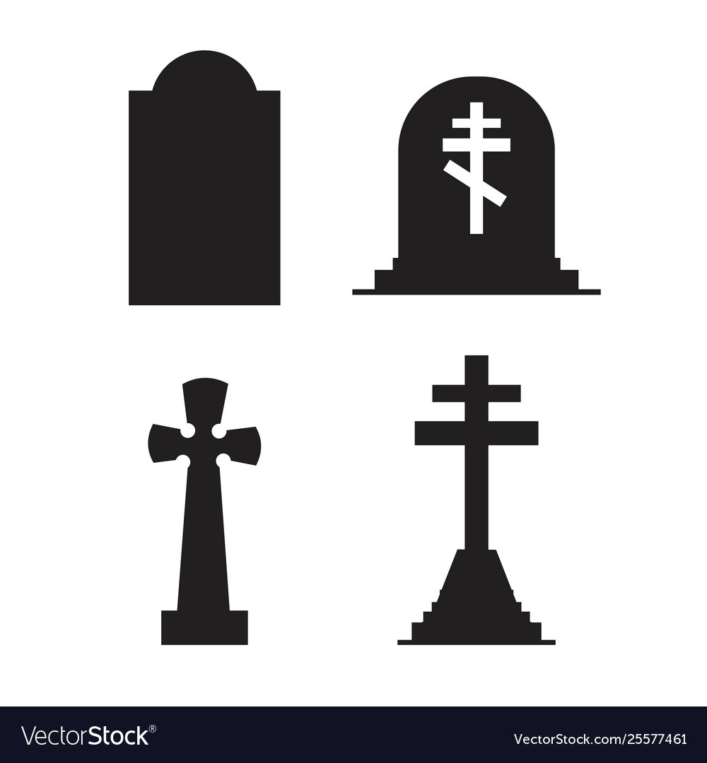 Gravestones and tombstones icons set isolated Vector Image