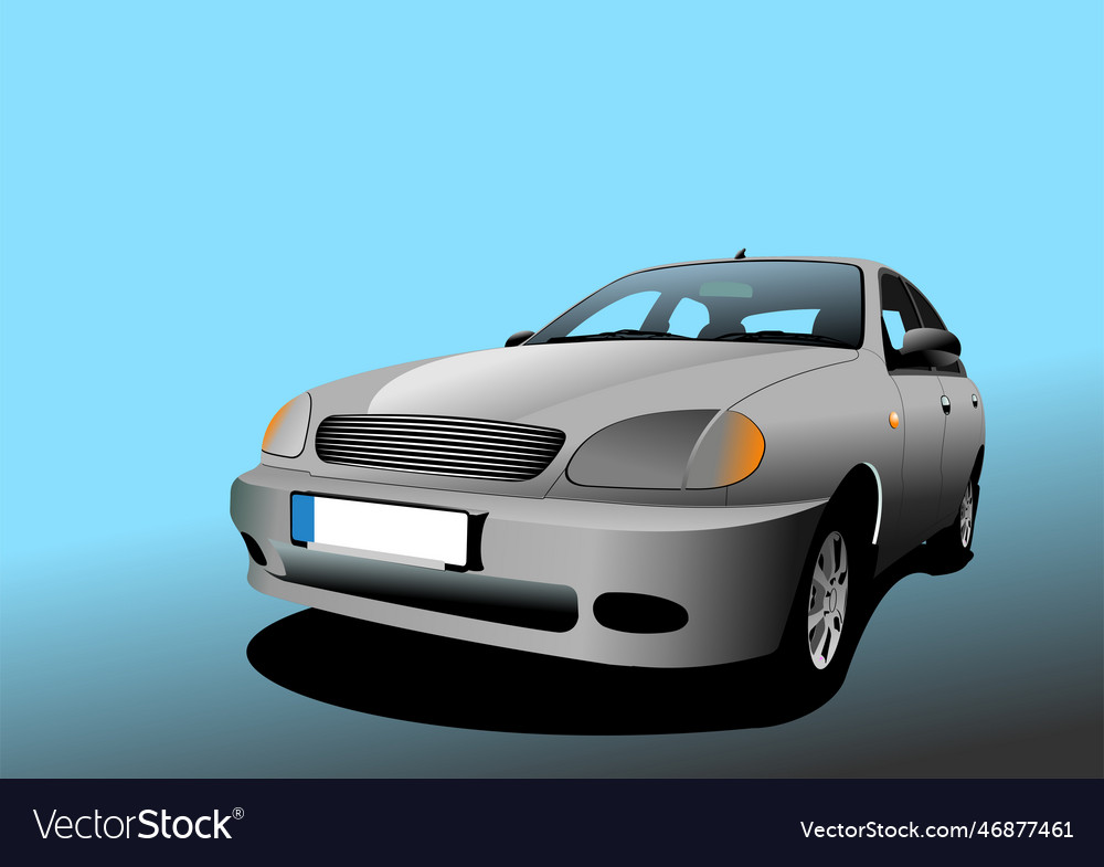 Gray car-sedan on the road 3d